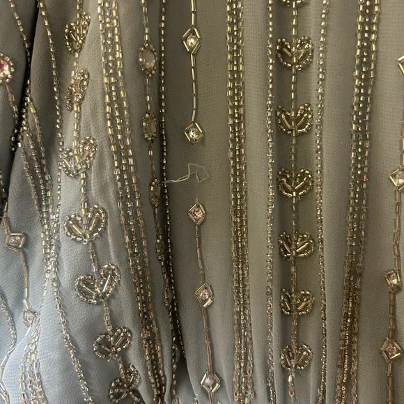 Mac  Duggal Beaded Slate Blue Midi Dress Size 16 - Picture 8 of 9